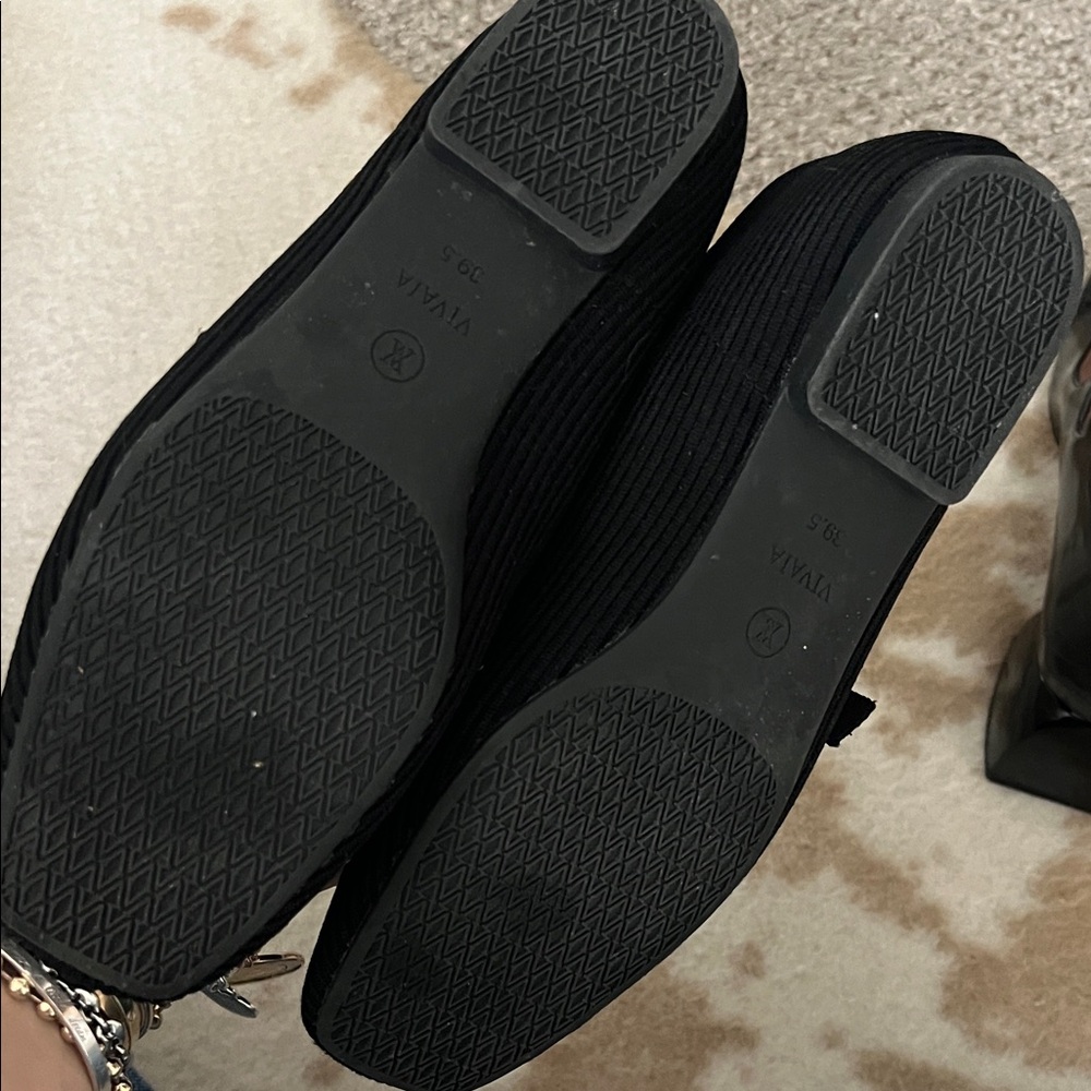 VIVALA Black Knit Mary Jane Flats with Buckle Strap - Picture 2 of 3